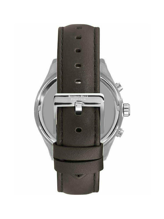 Beverly Hills Polo Club Watch Chronograph Battery with Brown Leather Strap