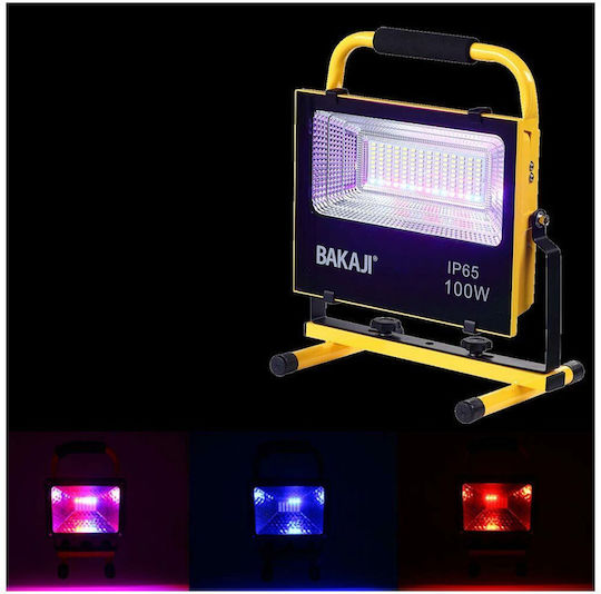 Bakaji Προβολέας Εργασίας Ηλιακός LED IP65 με Φωτεινότητα έως 1000lm Φορητός Κίτρινο