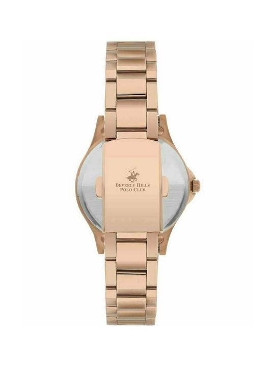 Beverly Hills Polo Club Diamonds Watch with Pink Gold Metal Bracelet