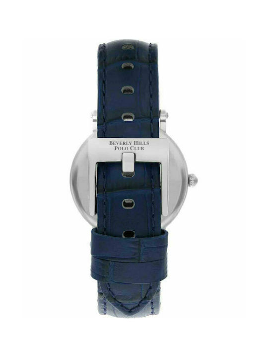 Beverly Hills Polo Club Diamonds Watch Chronograph with Blue Leather Strap