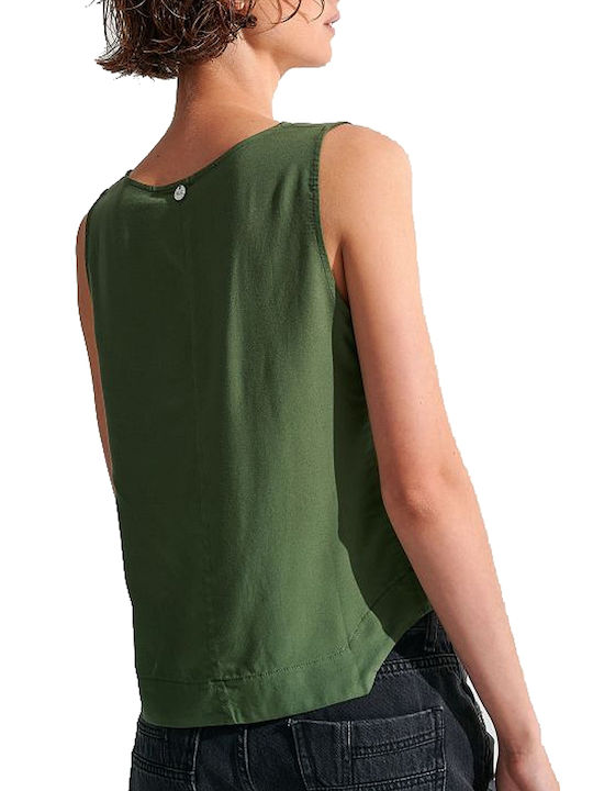 Ale - The Non Usual Casual Women's Summer Blouse Sleeveless with V Neck Khaki