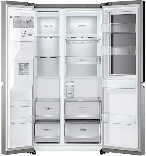 LG Side-by-Side Refrigerator 635lt Total NoFrost H179xW91.3xD73.5cm Inox GSXV91PZAE