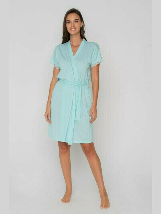 Jeannette Lingerie Summer Women's Cotton Robe Turquoise