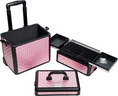 Traser Metallic Cosmetic Case Wheeled Pink 26.31482/CHBD H27xW32xD21cm