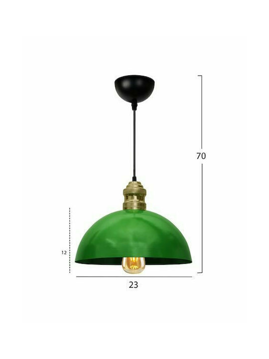 HomeMarkt Adjustable Pendant Light Green Bell with Socket E27 23x12x70cm