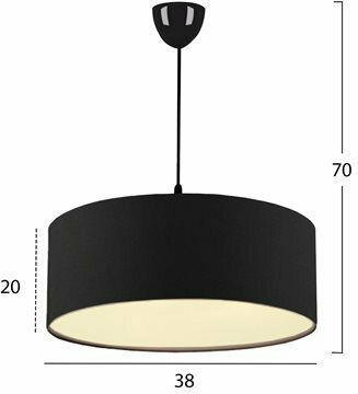 HomeMarkt Verstellbar Hängelampe Schwarz mit Fassung E27 38x20cm.