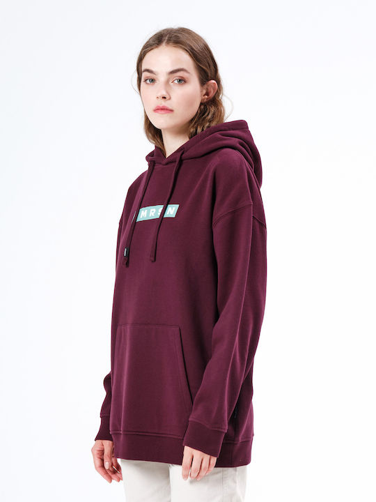 Long Women's Sweatshirt Hooded Wine