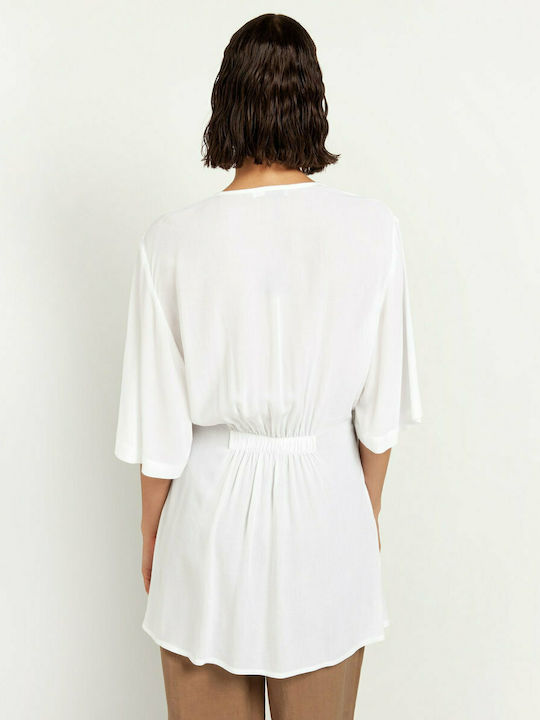 Toi&Moi Women's Blouse Dress with 3/4 Sleeve White