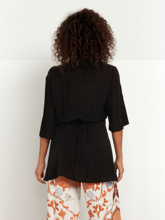 Toi&Moi Women's Blouse Dress with 3/4 Sleeve Black