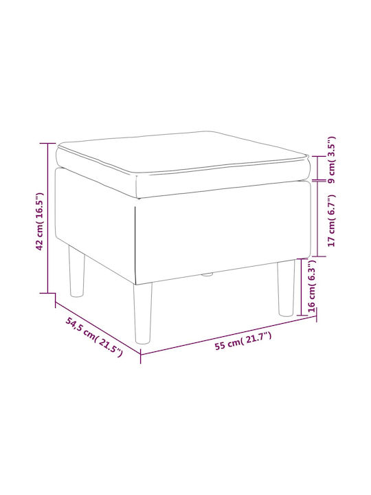 Υποπόδιο Επενδυμένο με Ύφασμα Μπορντό 55x54.5x42εκ.