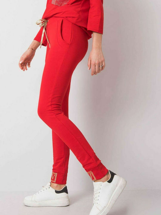 Relevance Hohe Taille Damen-Sweatpants Jogger Rot