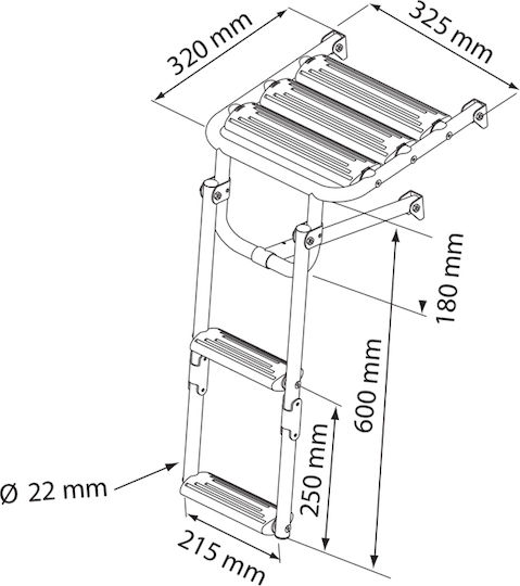 Lalizas 2 Steps Boat Ladder Ladder with Inox 316 Platform with 2 Plastic Steps