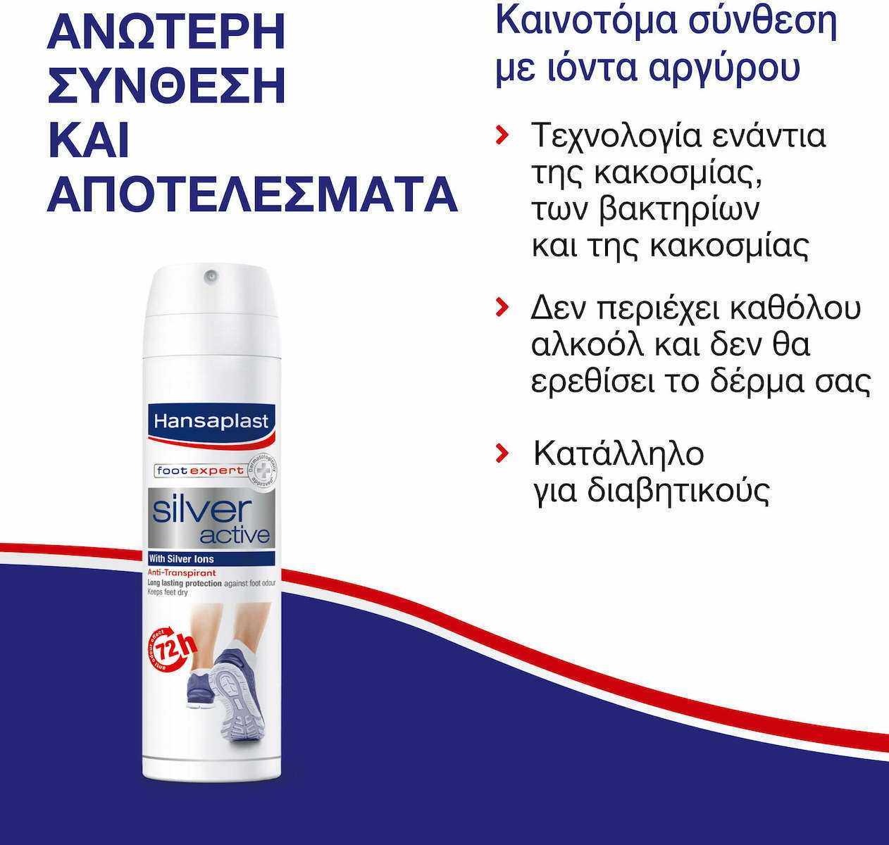 Hansaplast Foot Expert Silver Active Αποσμητικό Ποδιών 48h σε Spray
