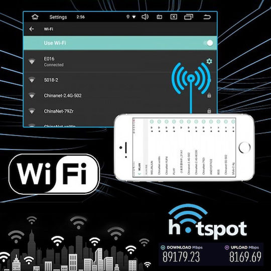 Sistem Audio Auto 2DIN (Bluetooth/USB/WiFi/GPS/Apple-Carplay/Android-Auto) cu Ecran Tactil 10"