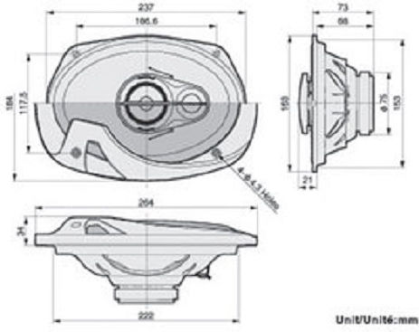 Pioneer Auto-Lautsprecher 6x9" mit 50W RMS (3 Weg)