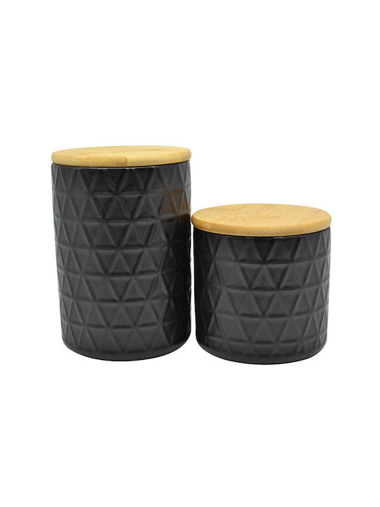 Ankor Vase General Use with Lid Ceramic In Black Colour 11x11x15.6cm 1pcs