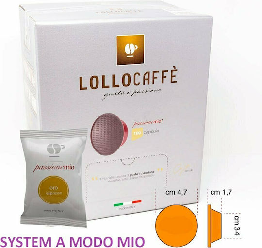 Lollo Caffe Capsule Espresso PassioneMio Oro PassioneMio Oro Compatibile cu Mașini LavAzza A Modo Mio 100 capsule
