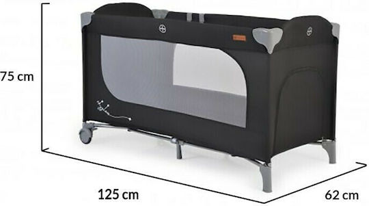 Cangaroo Skyglow Кошара за игра 2 Нива с Матрак Черен 125x62см