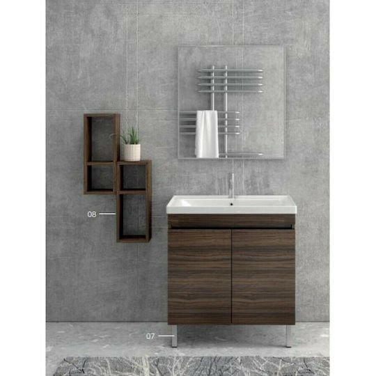 Karag Sava 80 Πάγκος με Νιπτήρα Μελαμίνη Μ77.5xΒ46xΥ63cm Εκρού