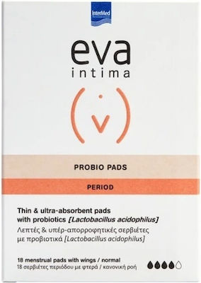 Eva Intima Probio Pads Hygienepads mit Flügeln für Starke Strömung 4 Tropfen 18Stück