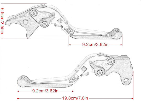 Set of Motorcycle Brake/Clutch Levers Flexible Adjustable for Yamaha T-MAX 500 Black 566255