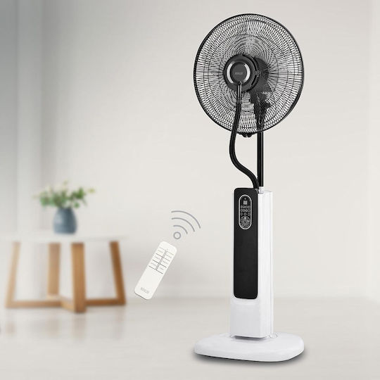 Muhler Ανεμιστήρας Υδρονέφωσης 75W Διαμέτρου 40.64cm με Τηλεχειριστήριο Λευκός