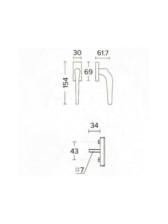 Convex 1505CW Λαβή Παραθύρου Μαύρη Ματ