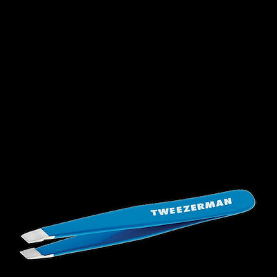 Tweezerman Eyebrow Tweezer with Curved Tip Mini Slant Blue 1pcs