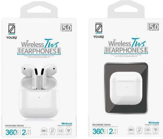 YOURZ Minibuds Bluetooth Handsfree Căști cu Rezistență la Transpirație și Carcasă de Încărcare Alb
