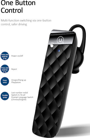 Usams BT1 Earbud Bluetooth хендсфри Слушалка Черен