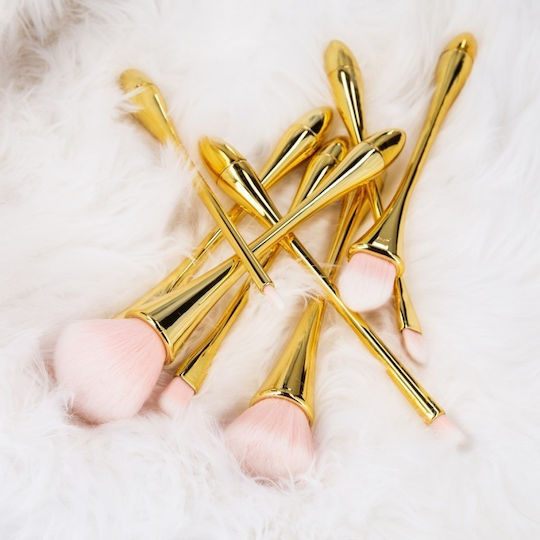 Tools for Beauty Επαγγελματικό Σετ με Πινέλα Μακιγιάζ από Συνθετική Τρίχα Golden Handle 8τμχ