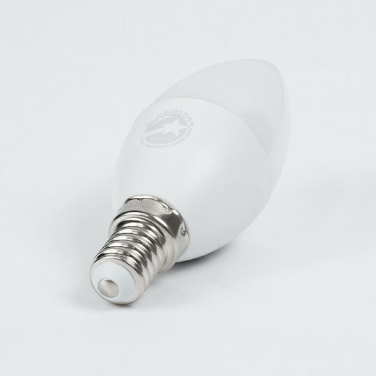 GloboStar Λάμπα LED 6W 100mm για Ντουί E14 και Σχήμα C37 Θερμό Λευκό 660lm