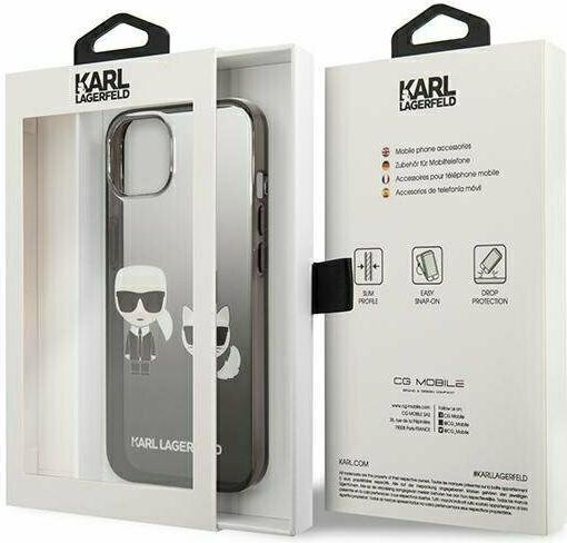 Karl Lagerfeld Ikonik Karl & Choupette Back Cover Πλαστικό Black Gradient (iPhone 13 mini)