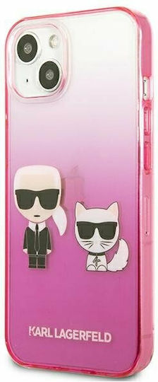 Karl Lagerfeld Ikonik Karl & Choupette Задна корица Пластмаса Pink Gradient (iPhone 13 mini)