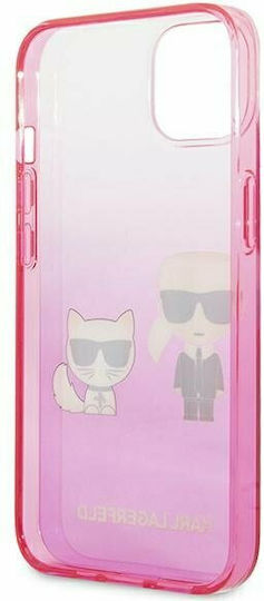 Karl Lagerfeld Ikonik Karl & Choupette Задна корица Пластмаса Pink Gradient (iPhone 13 mini)