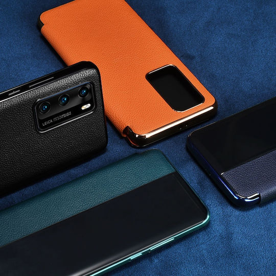 iCarer Grained Genuined Leather Book Δερμάτινο / Πλαστικό Μπλε (Huawei P40)