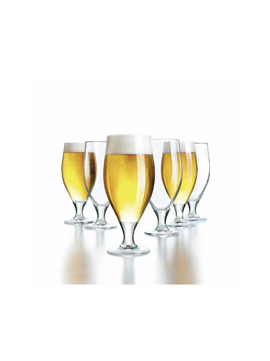 Arcoroc Cervoise Set of Glasses Beer, μπίρας made of Glass Stemmed 380ml 6pcs