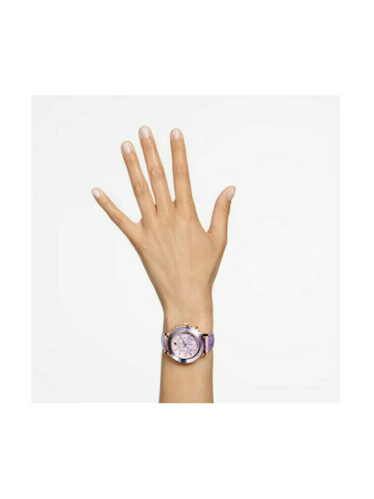 Swarovski Octea Lux Watch Chronograph with Purple Leather Strap