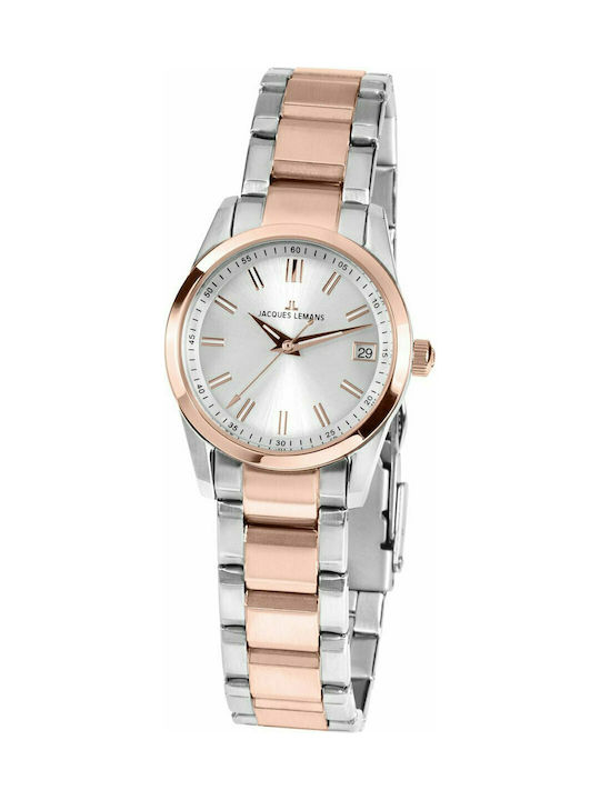 Jacques Lemans Liverpool Watch with Pink Gold Metal Bracelet