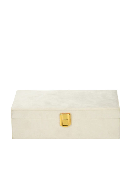 Casetă Pentru Bijuterii Cu Husă De Călătorie Din Catifea Albă 25x16x7cm Casetă Pentru Bijuterii Cu Husă De Călătorie Din Catifea Albă 25x16x7cm