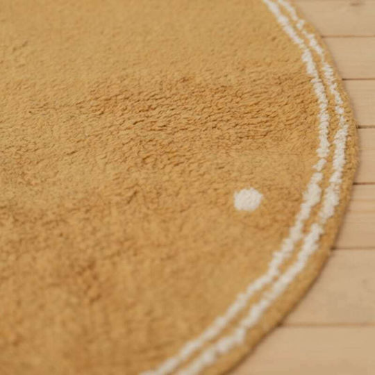 Little Dutch Dot Kids Rug Cotton Pure Ochre Round with Diameter 110cm
