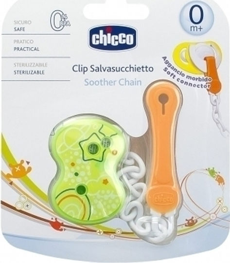 Chicco Chain Pacifier Ουδέτερο made of Plastic Green
