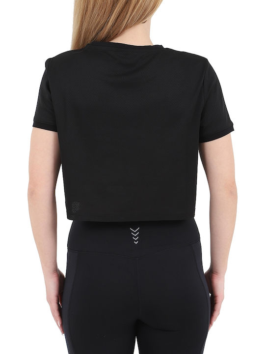 Freddy Crop Top Sportiv pentru Femei cu Mâneci Scurte Negru