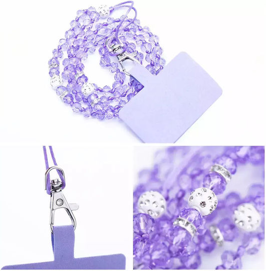 Blue Star Crystal Diamond Neck Strap for Mobile Purple