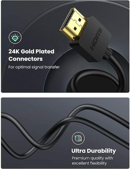 Ugreen HDMI 2.0 Braided Cable HDMI male - micro HDMI male 1m Black