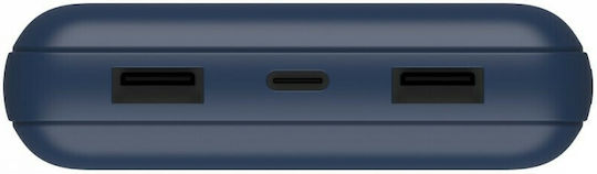 Belkin BPB012BTBL Power Bank 20000mAh 15W with 2 USB-A Ports and USB-C Port Blue