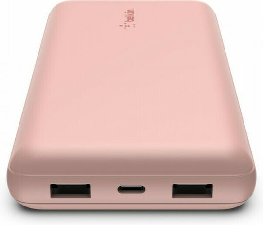 Belkin BPB012btRG Power Bank 20000mAh 15W with 2 USB-A Ports and USB-C Port Rose Gold