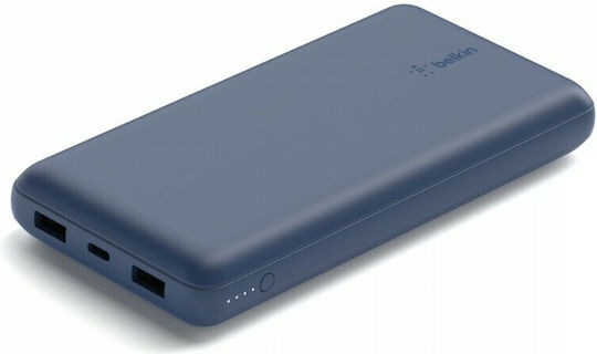 Belkin BPB012BTBL Power Bank 20000mAh 15W with 2 USB-A Ports and USB-C Port Blue