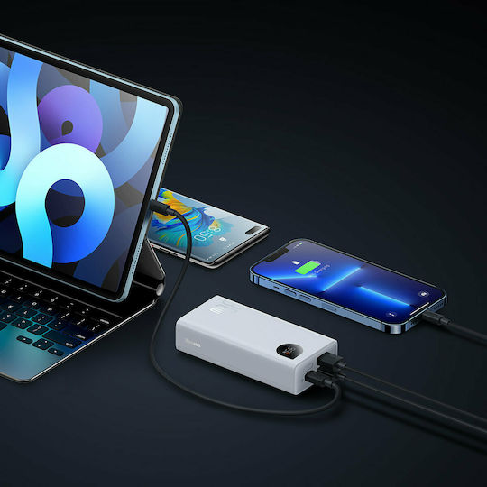 Baseus Adaman2 Power Bank 10000mAh 30W с 2 USB-A порта и USB-C порт Power Delivery / Бързо зареждане 3.0 Бял