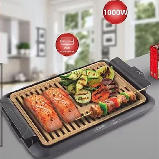 Hoomei Tabletop Electric Grill Grill 1000W with Adjustable Thermostat 38cmx25cmcm